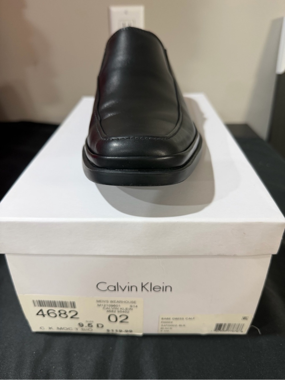 Calvin Klein Black Leather Slip-On Loafers